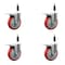 Service Caster 5'' Red Poly Swivel 7/8'' Expanding Stem Caster Set Total Lock Brake, 4PK SCC-EXTTL20S514-PPUB-RED-78-4 - alternate 1